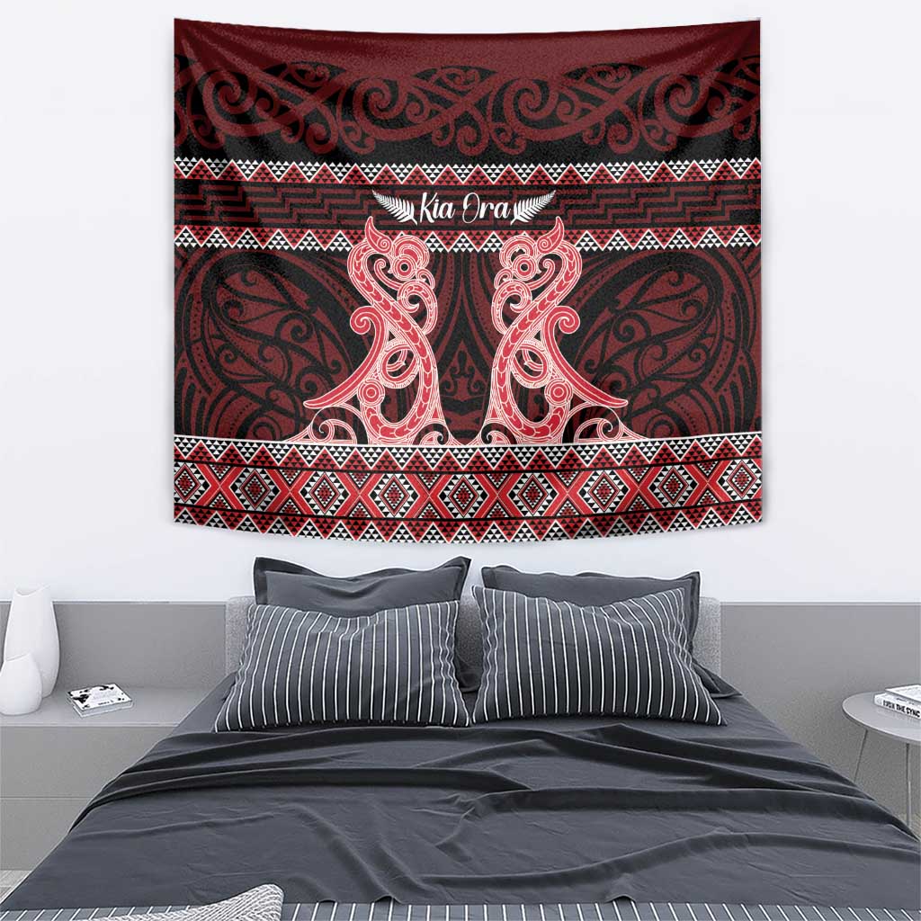 Kia Ora New Zealand Tapestry Maori Language Week Whero Taniko Motif - Vibe Hoodie