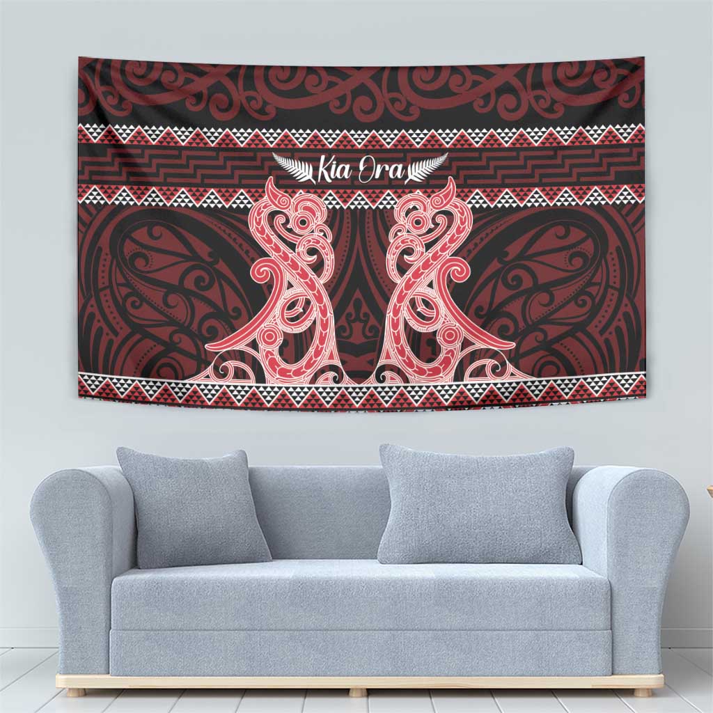 Kia Ora New Zealand Tapestry Maori Language Week Whero Taniko Motif - Vibe Hoodie