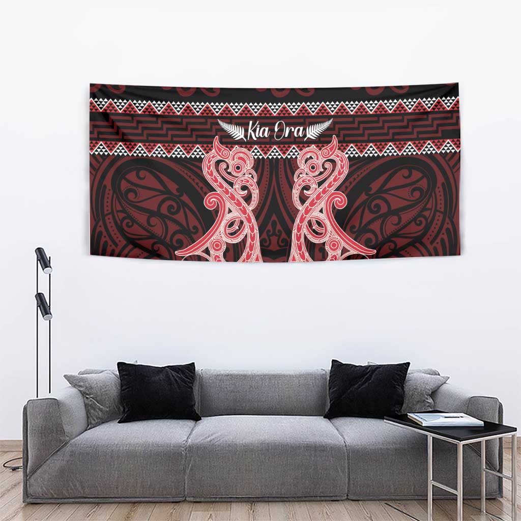 Kia Ora New Zealand Tapestry Maori Language Week Whero Taniko Motif - Vibe Hoodie
