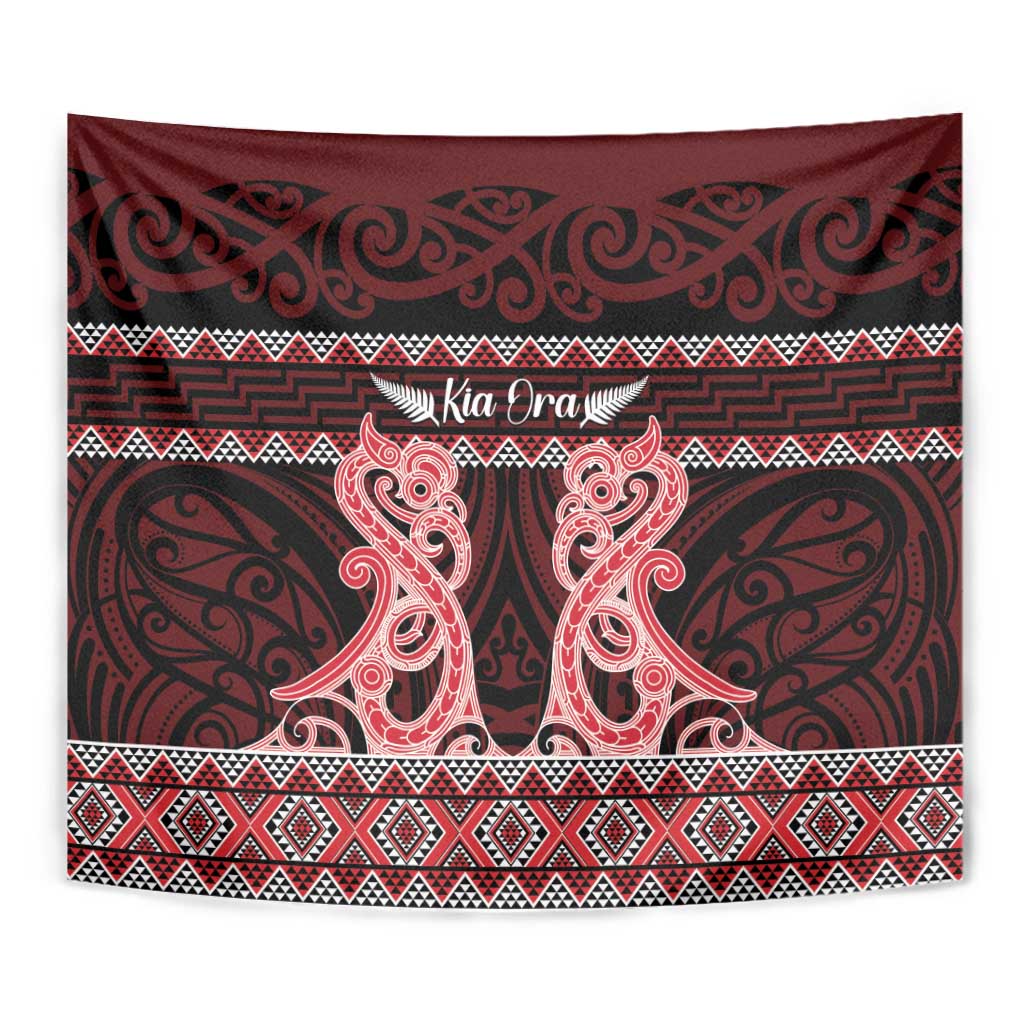 Kia Ora New Zealand Tapestry Maori Language Week Whero Taniko Motif - Vibe Hoodie