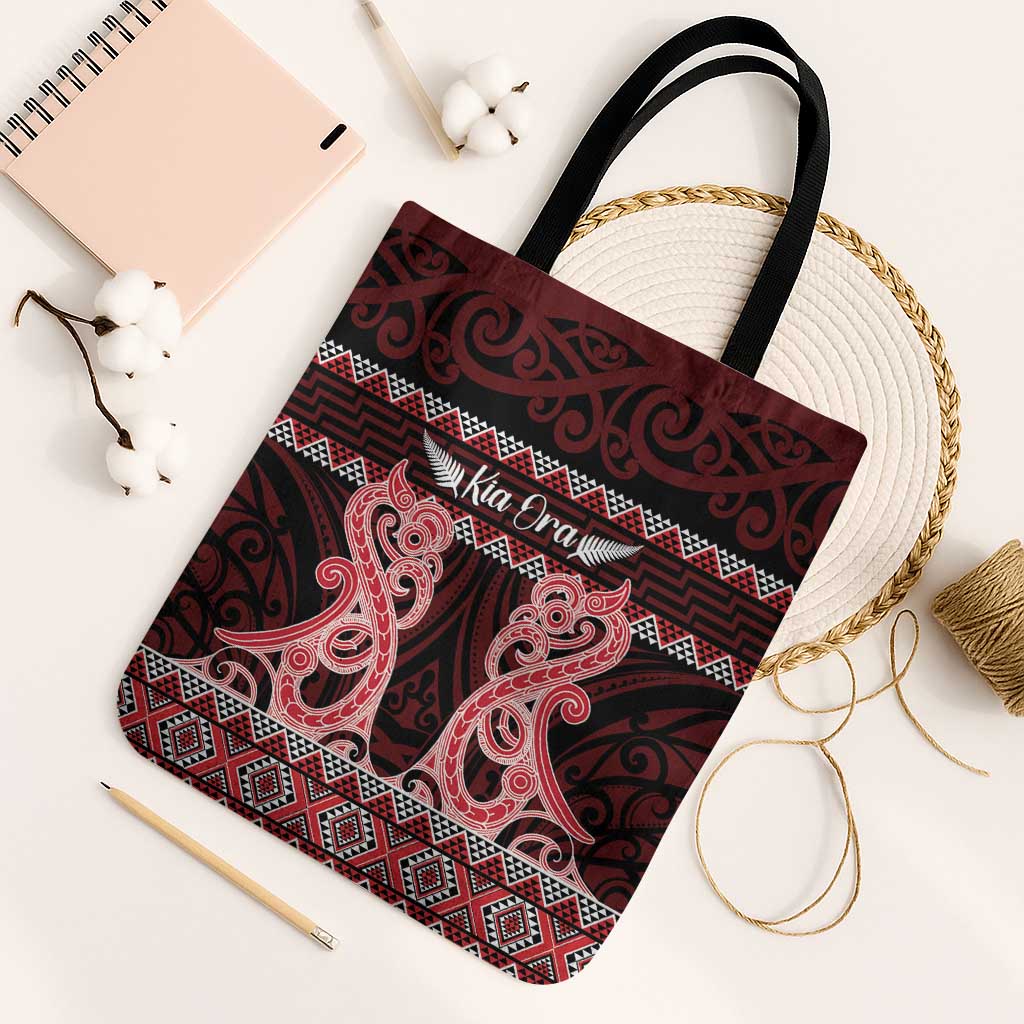 Kia Ora New Zealand Tote Bag Maori Language Week Whero Taniko Motif - Vibe Hoodie