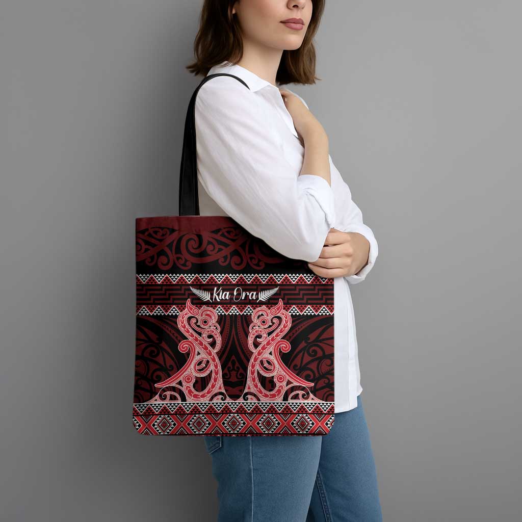 Kia Ora New Zealand Tote Bag Maori Language Week Whero Taniko Motif - Vibe Hoodie