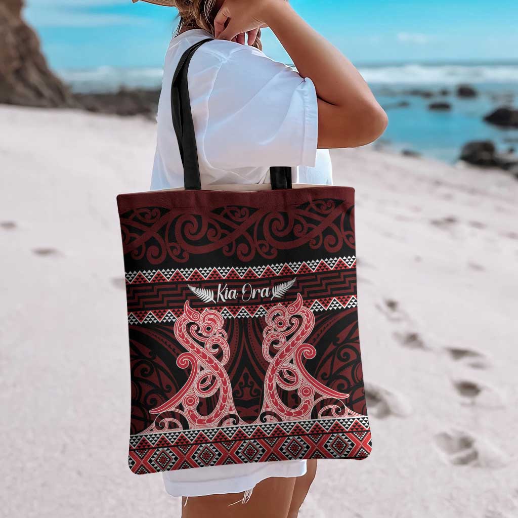 Kia Ora New Zealand Tote Bag Maori Language Week Whero Taniko Motif - Vibe Hoodie