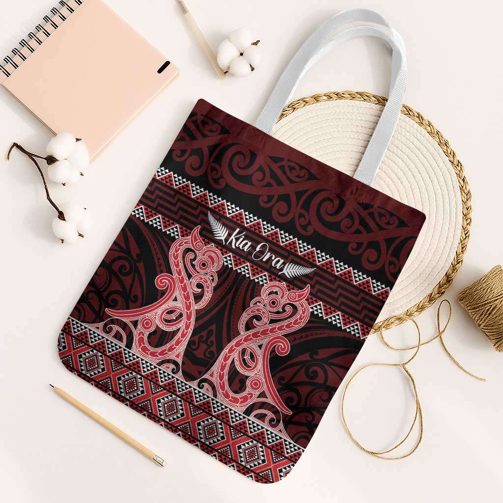 Kia Ora New Zealand Tote Bag Maori Language Week Whero Taniko Motif - Vibe Hoodie