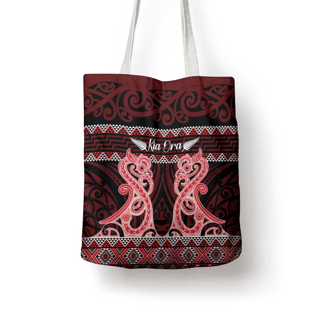Kia Ora New Zealand Tote Bag Maori Language Week Whero Taniko Motif - Vibe Hoodie