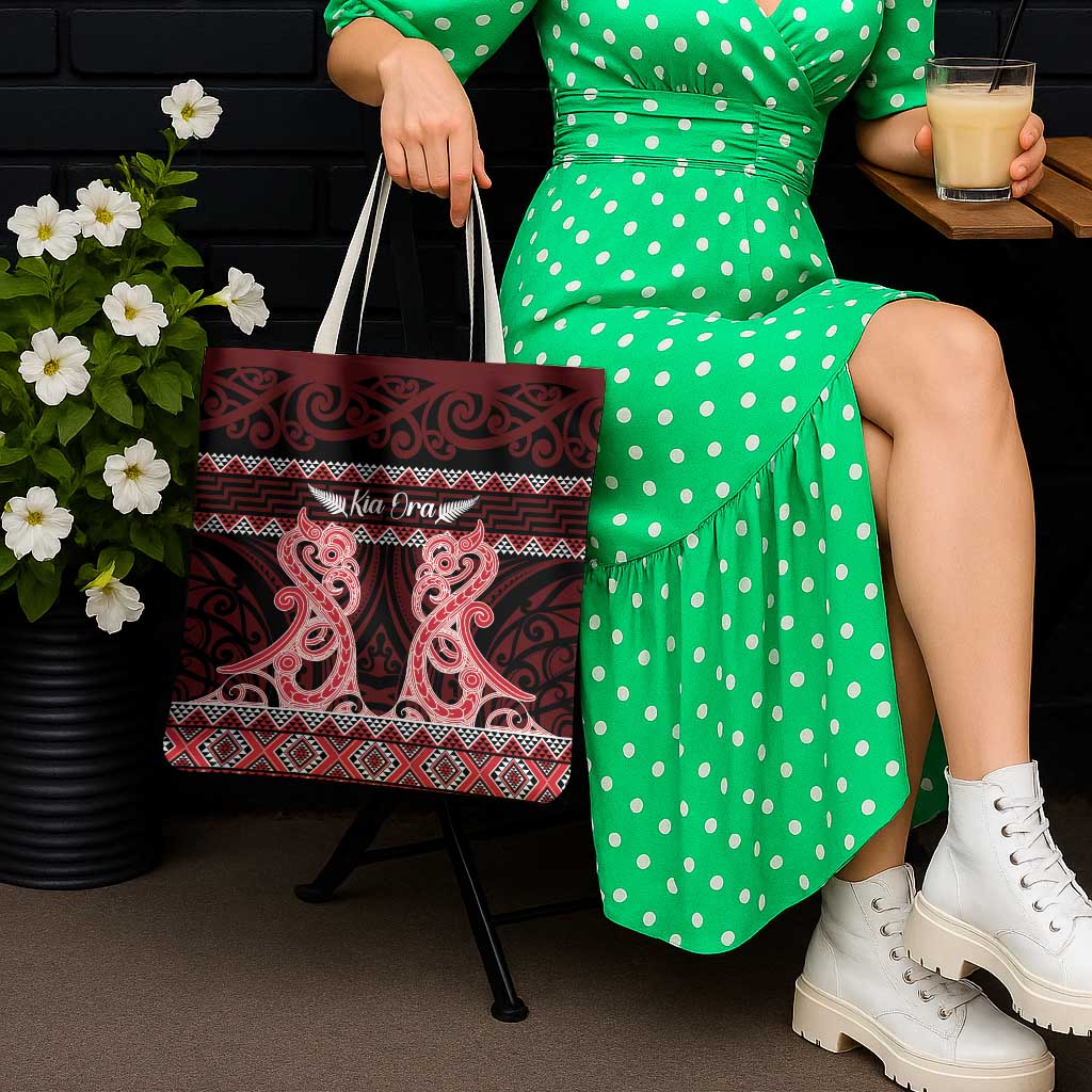 Kia Ora New Zealand Tote Bag Maori Language Week Whero Taniko Motif - Vibe Hoodie