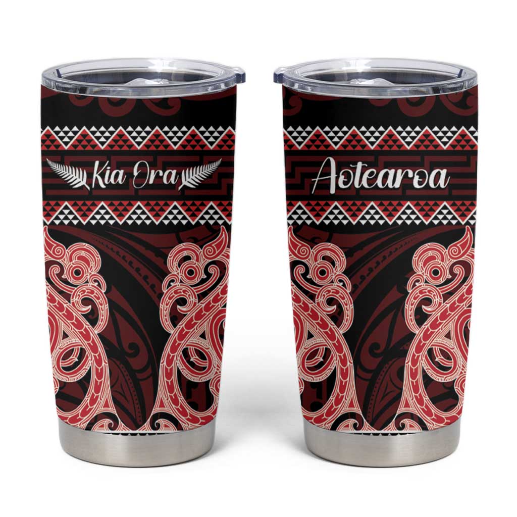 Kia Ora New Zealand Tumbler Cup Maori Language Week Whero Taniko Motif - Vibe Hoodie