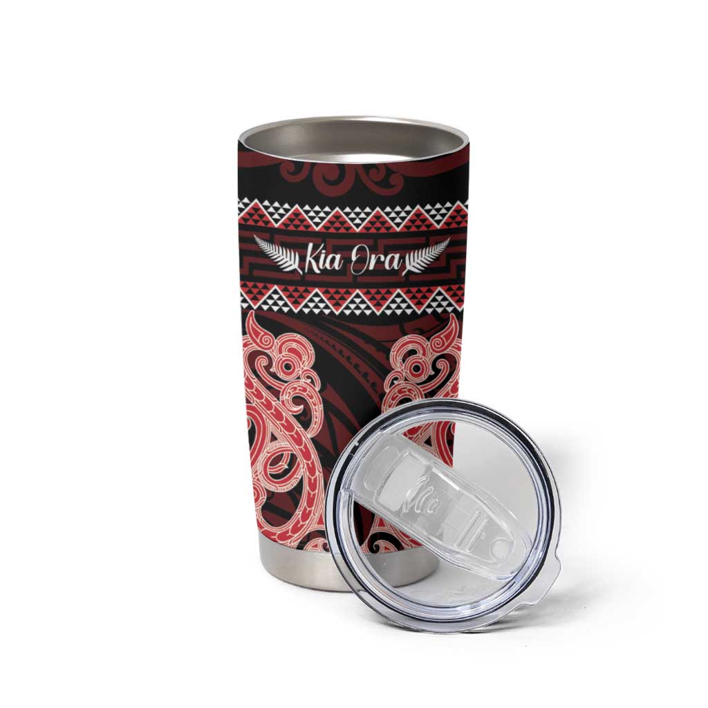 Kia Ora New Zealand Tumbler Cup Maori Language Week Whero Taniko Motif - Vibe Hoodie