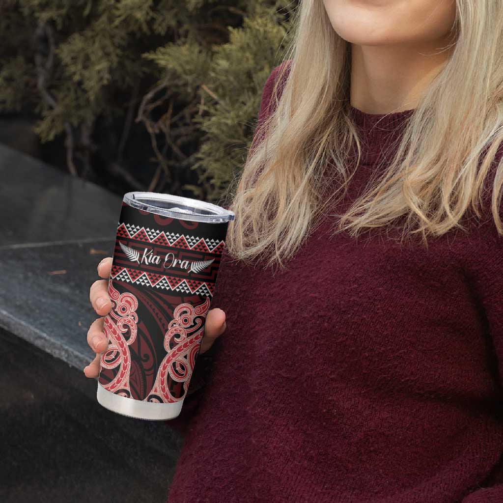 Kia Ora New Zealand Tumbler Cup Maori Language Week Whero Taniko Motif - Vibe Hoodie