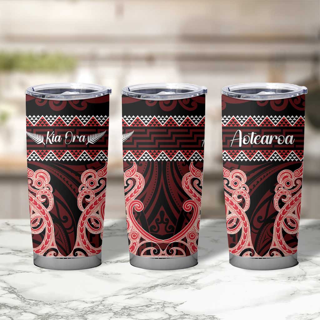 Kia Ora New Zealand Tumbler Cup Maori Language Week Whero Taniko Motif - Vibe Hoodie
