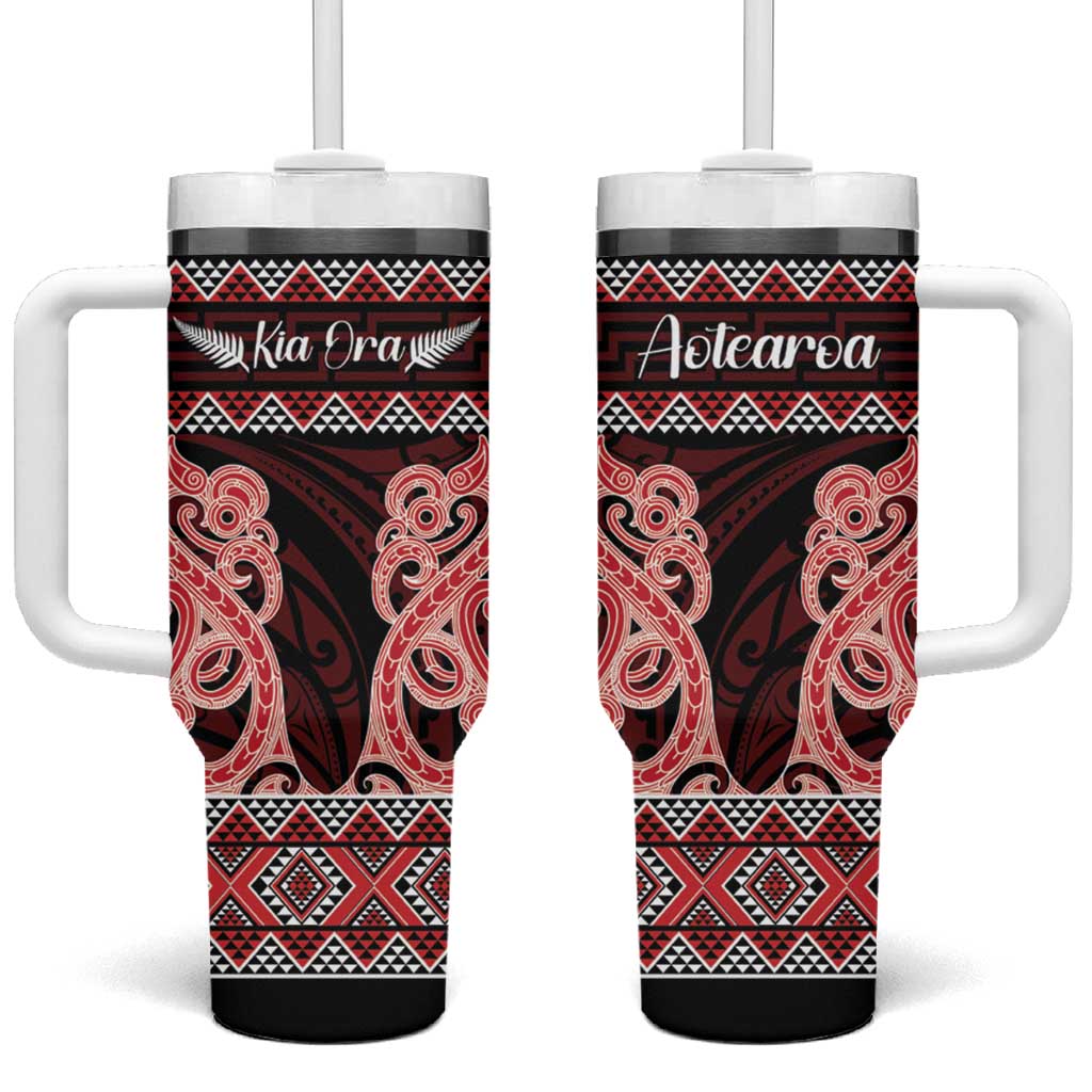 Kia Ora New Zealand Tumbler With Handle Maori Language Week Whero Taniko Motif - Vibe Hoodie