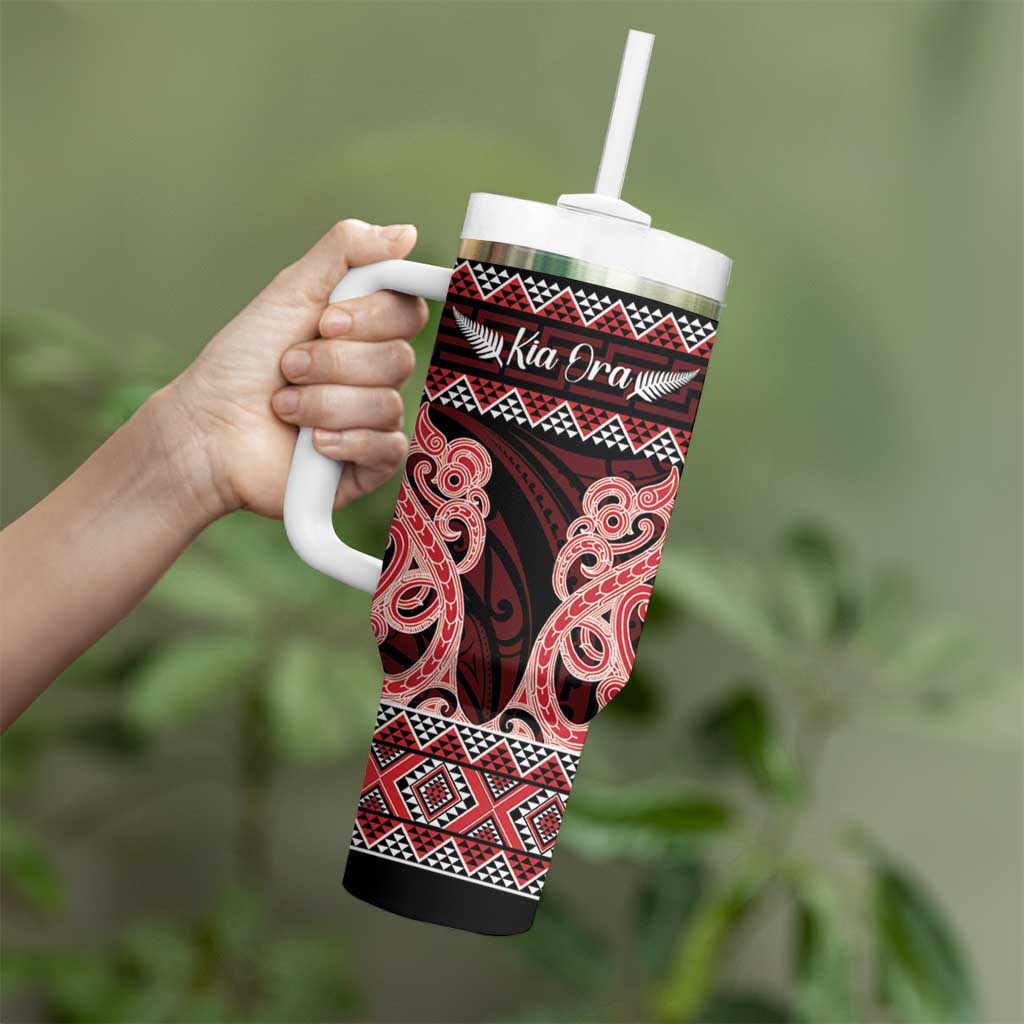 Kia Ora New Zealand Tumbler With Handle Maori Language Week Whero Taniko Motif - Vibe Hoodie