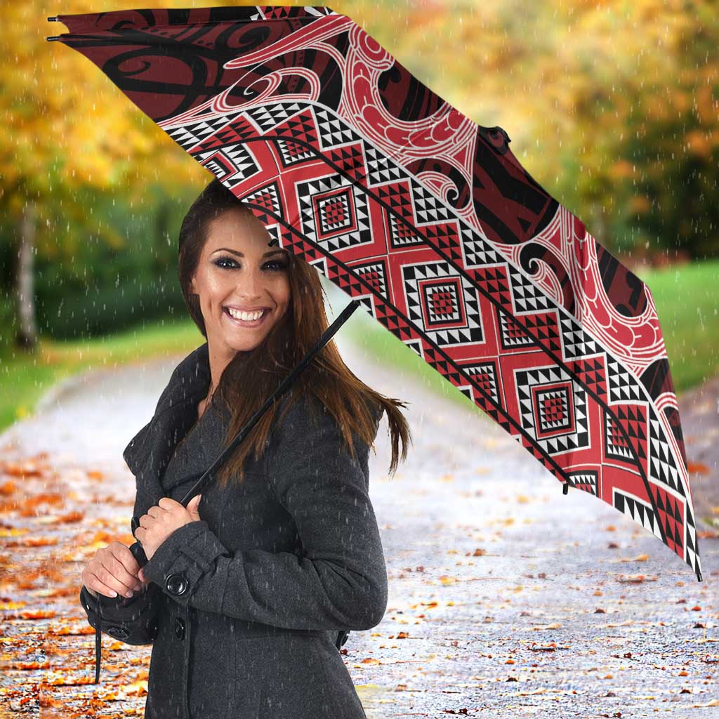 Kia Ora New Zealand Umbrella Maori Language Week Whero Taniko Motif - Vibe Hoodie