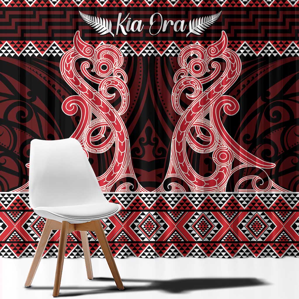 Kia Ora New Zealand Window Curtain Maori Language Week Whero Taniko Motif - Vibe Hoodie