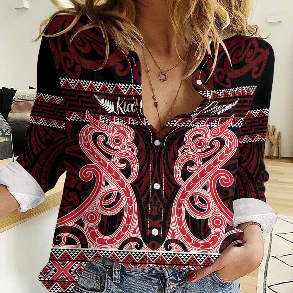 Kia Ora New Zealand Women Casual Shirt Maori Language Week Whero Taniko Motif - Vibe Hoodie