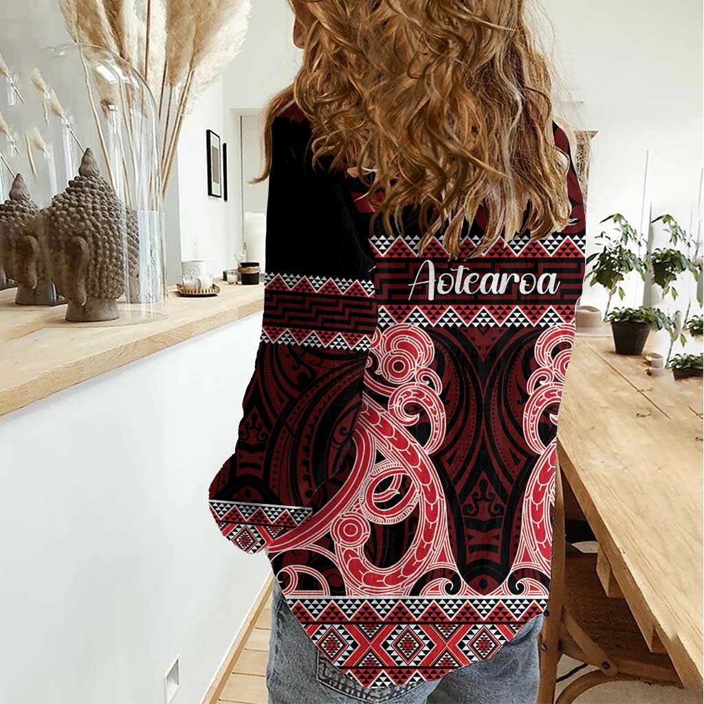Kia Ora New Zealand Women Casual Shirt Maori Language Week Whero Taniko Motif - Vibe Hoodie