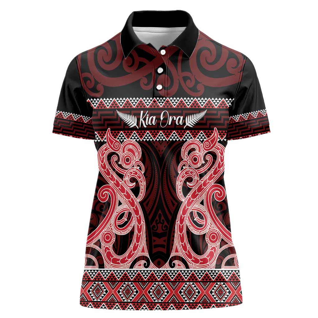 Kia Ora New Zealand Women Polo Shirt Maori Language Week Whero Taniko Motif - Vibe Hoodie