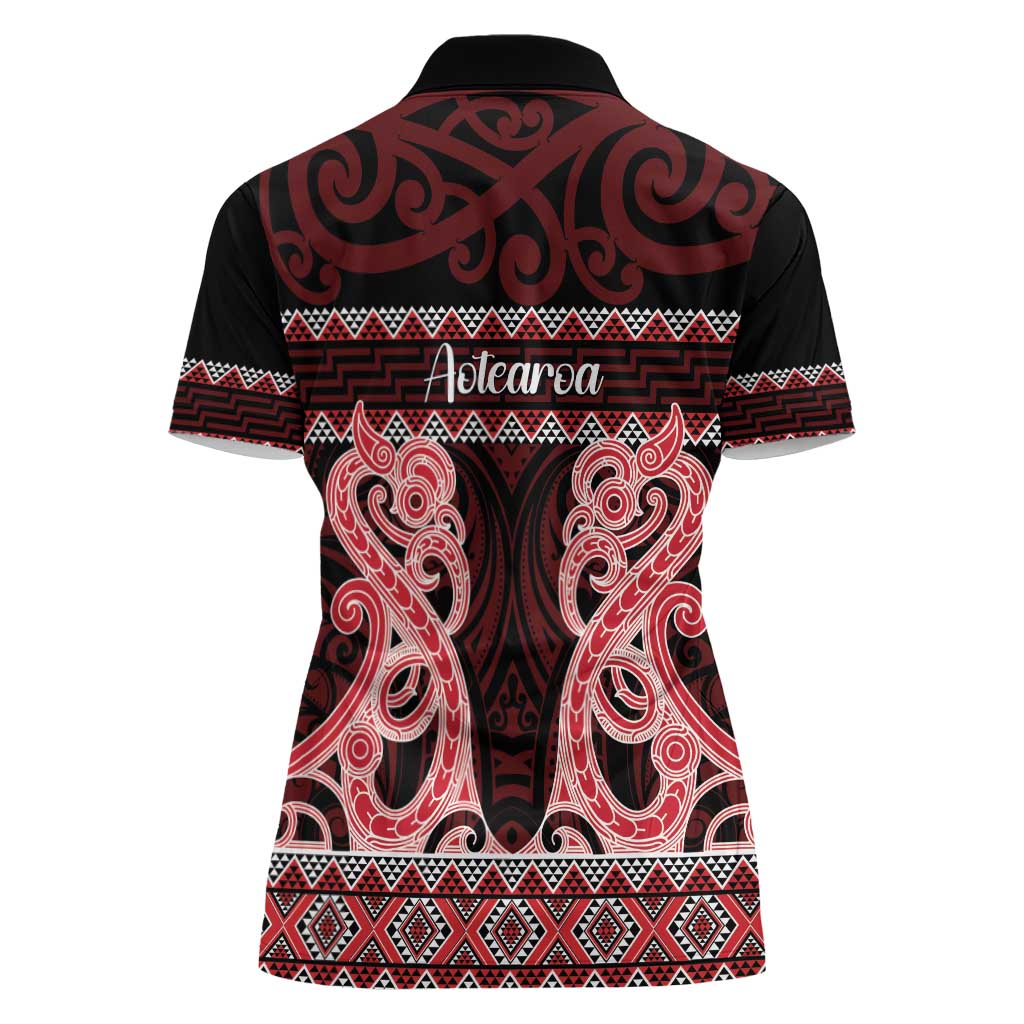 Kia Ora New Zealand Women Polo Shirt Maori Language Week Whero Taniko Motif - Vibe Hoodie