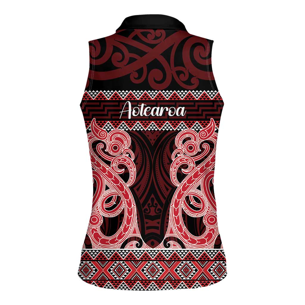 Kia Ora New Zealand Women Sleeveless Polo Shirt Maori Language Week Whero Taniko Motif - Vibe Hoodie