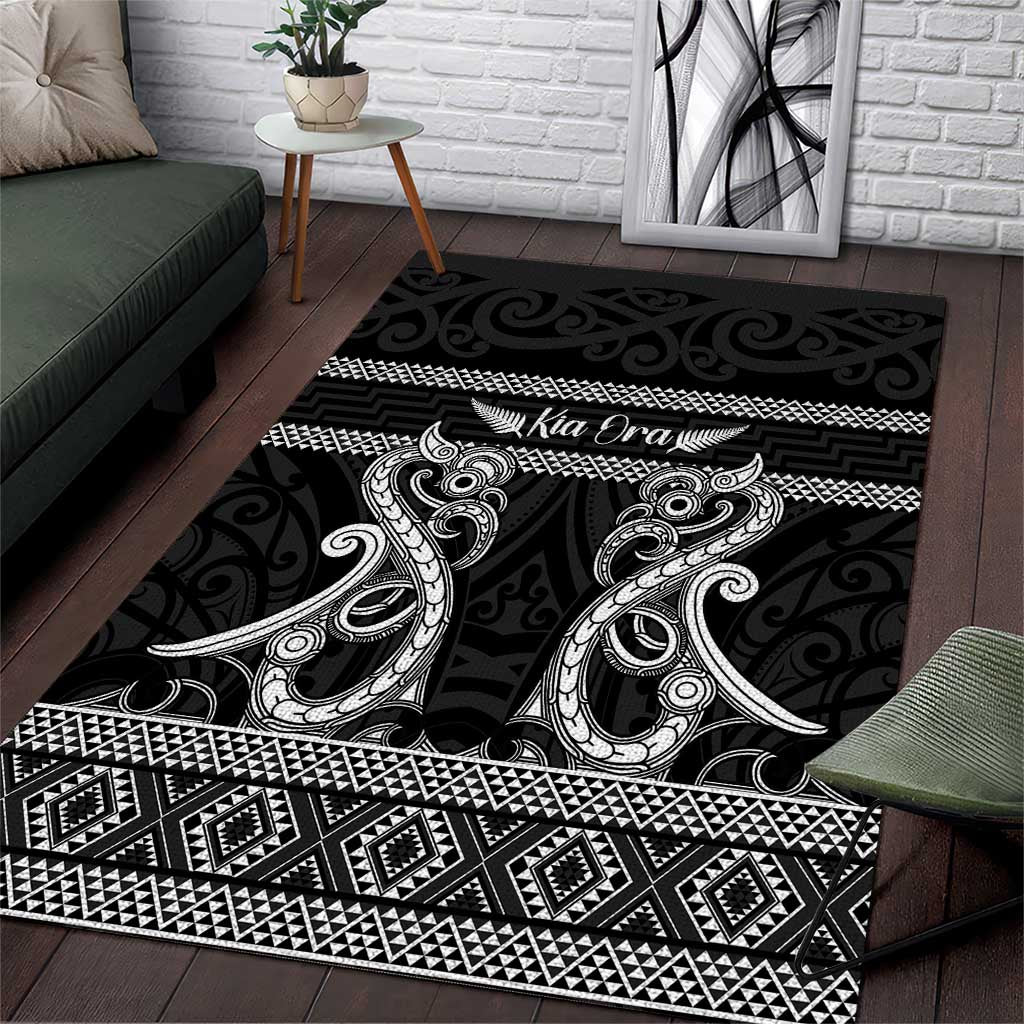 Kia Ora New Zealand Area Rug Maori Language Week Pango Taniko Motif - Vibe Hoodie