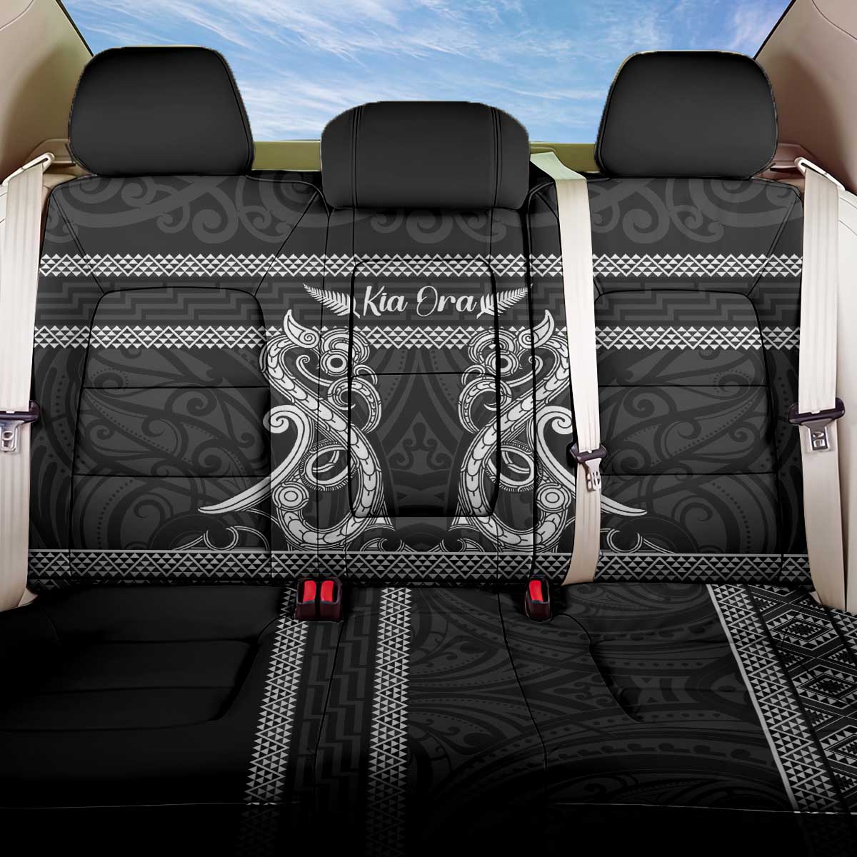 Kia Ora New Zealand Back Car Seat Cover Maori Language Week Pango Taniko Motif - Vibe Hoodie