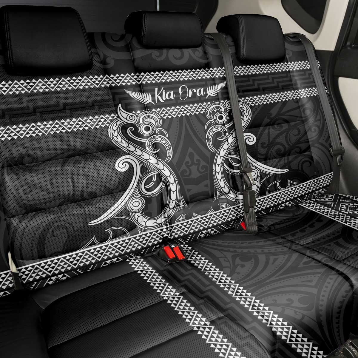 Kia Ora New Zealand Back Car Seat Cover Maori Language Week Pango Taniko Motif - Vibe Hoodie