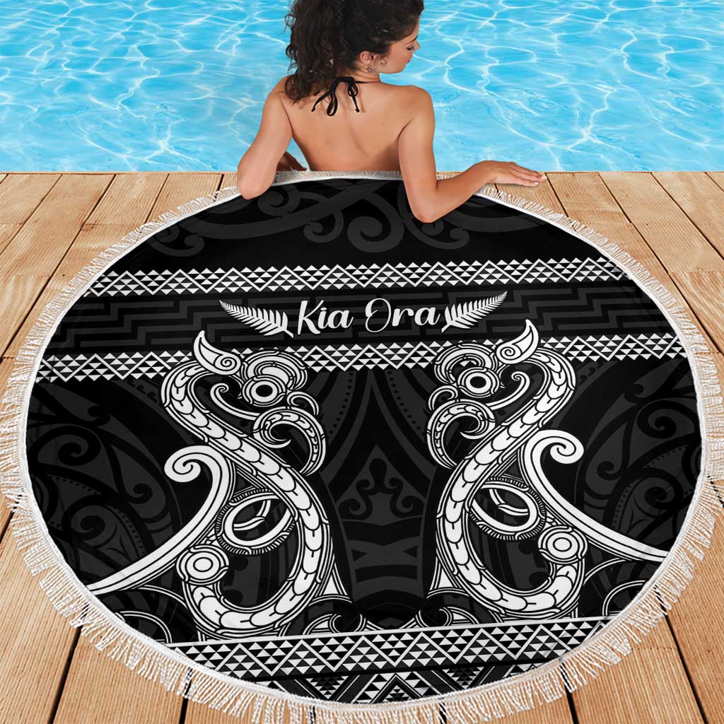 Kia Ora New Zealand Beach Blanket Maori Language Week Pango Taniko Motif - Vibe Hoodie