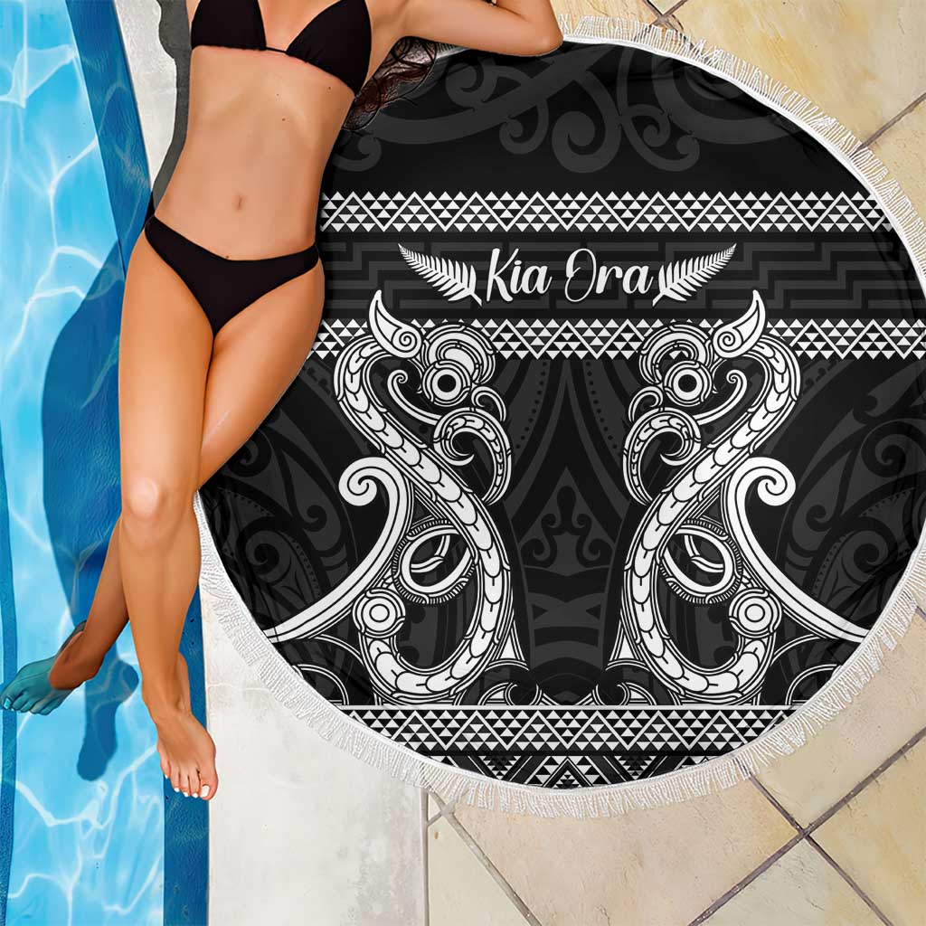 Kia Ora New Zealand Beach Blanket Maori Language Week Pango Taniko Motif - Vibe Hoodie