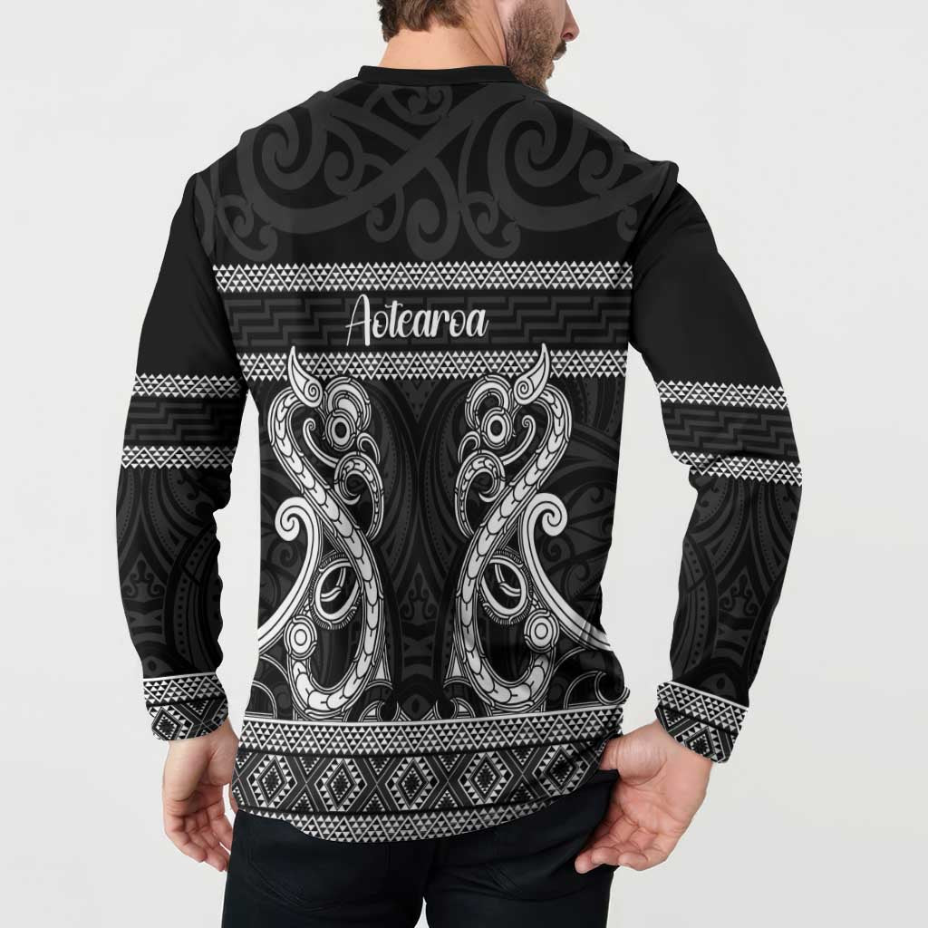 Kia Ora New Zealand Button Sweatshirt Maori Language Week Pango Taniko Motif - Vibe Hoodie