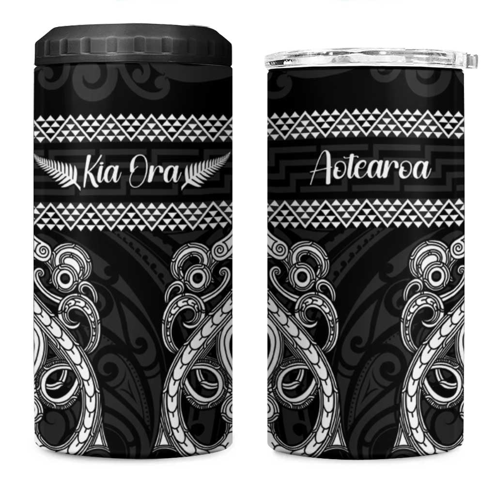 Kia Ora New Zealand 4 in 1 Can Cooler Tumbler Maori Language Week Pango Taniko Motif - Vibe Hoodie