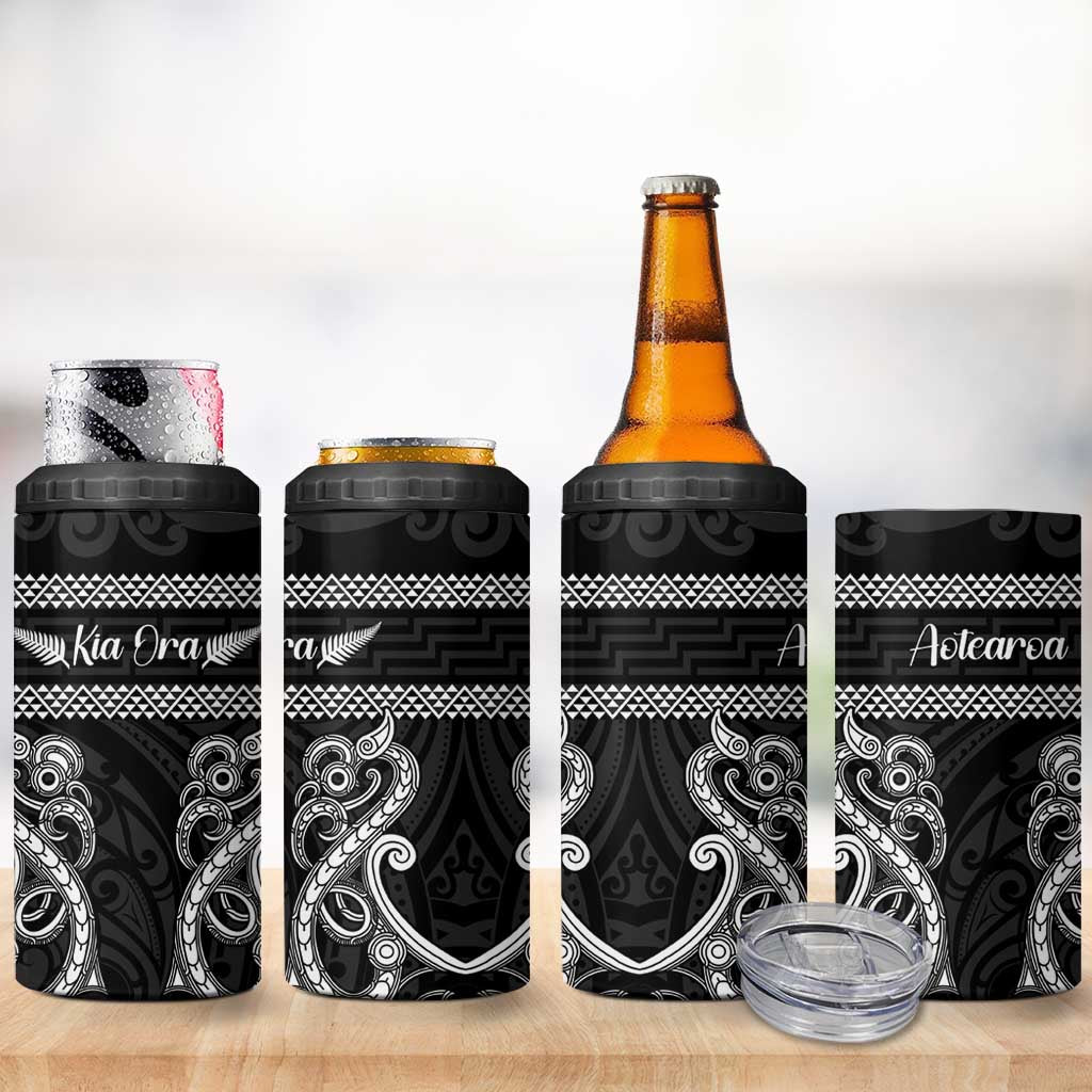 Kia Ora New Zealand 4 in 1 Can Cooler Tumbler Maori Language Week Pango Taniko Motif - Vibe Hoodie