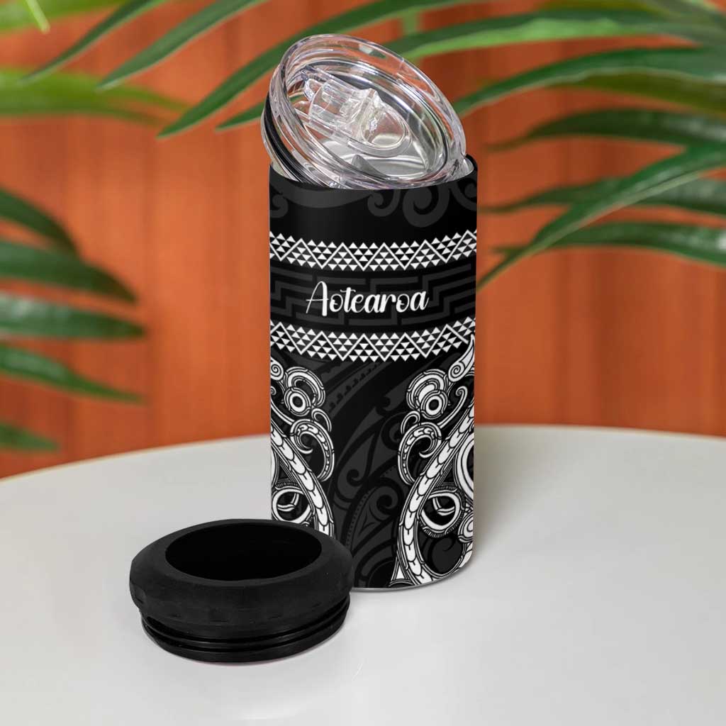 Kia Ora New Zealand 4 in 1 Can Cooler Tumbler Maori Language Week Pango Taniko Motif - Vibe Hoodie