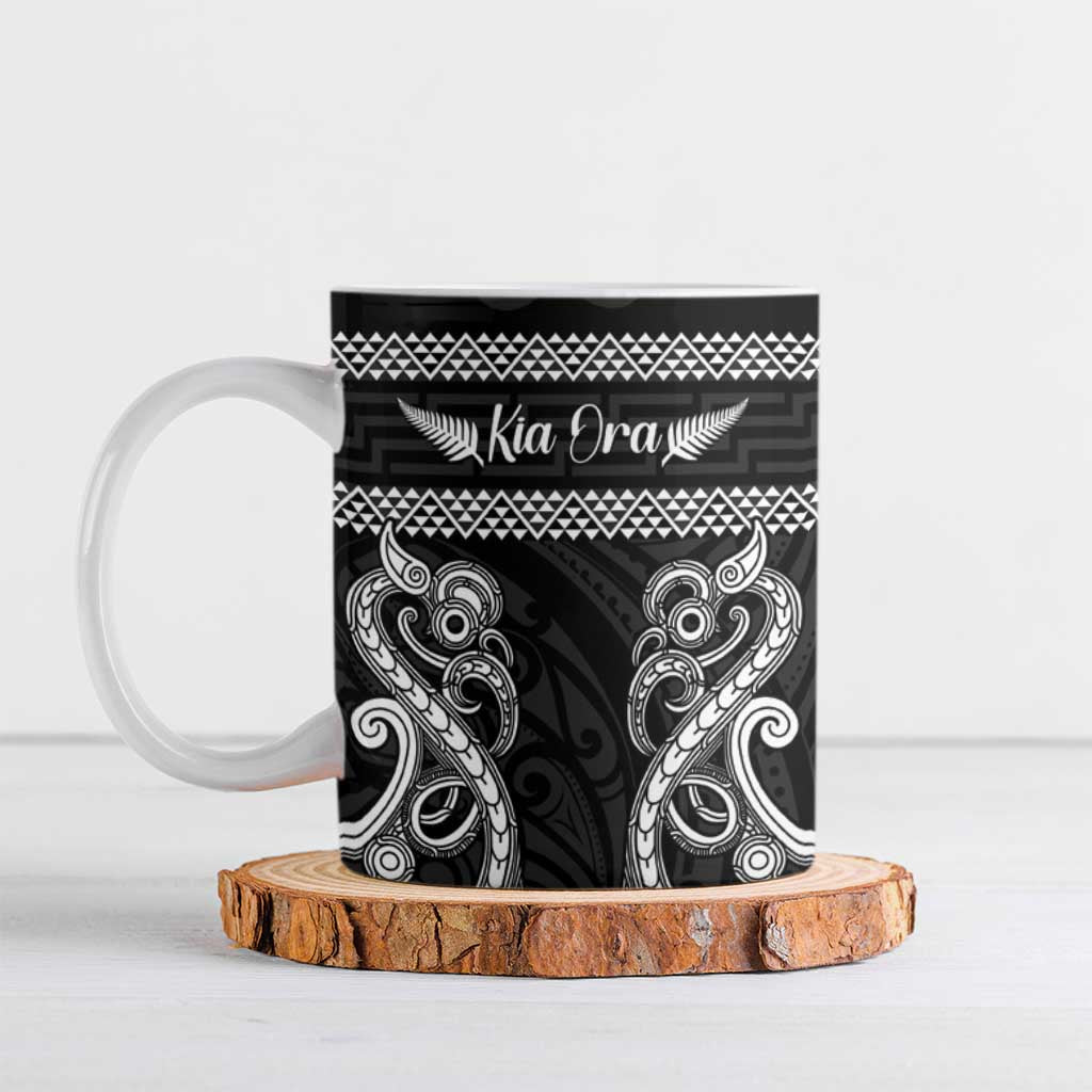 Kia Ora New Zealand Ceramic Mug Maori Language Week Pango Taniko Motif - Vibe Hoodie