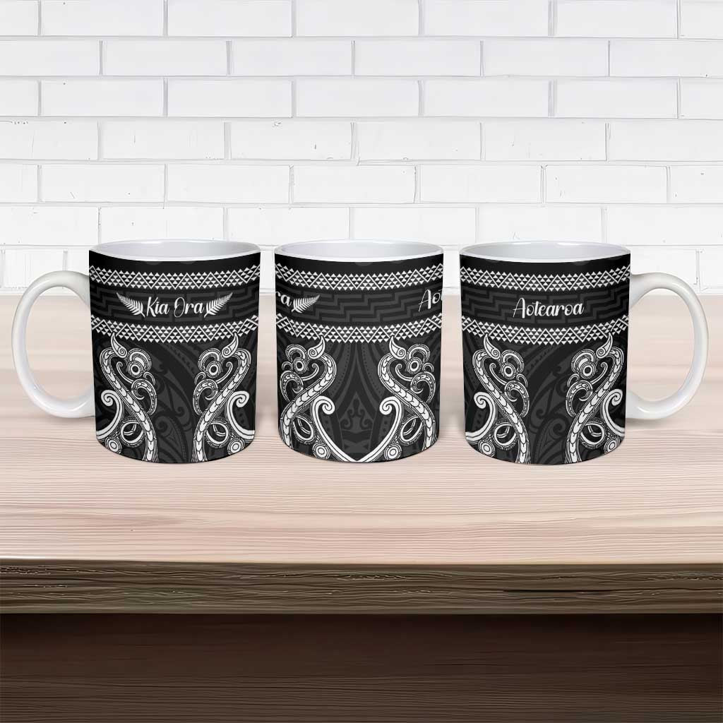 Kia Ora New Zealand Ceramic Mug Maori Language Week Pango Taniko Motif - Vibe Hoodie