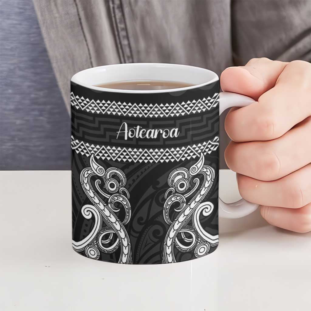 Kia Ora New Zealand Ceramic Mug Maori Language Week Pango Taniko Motif - Vibe Hoodie