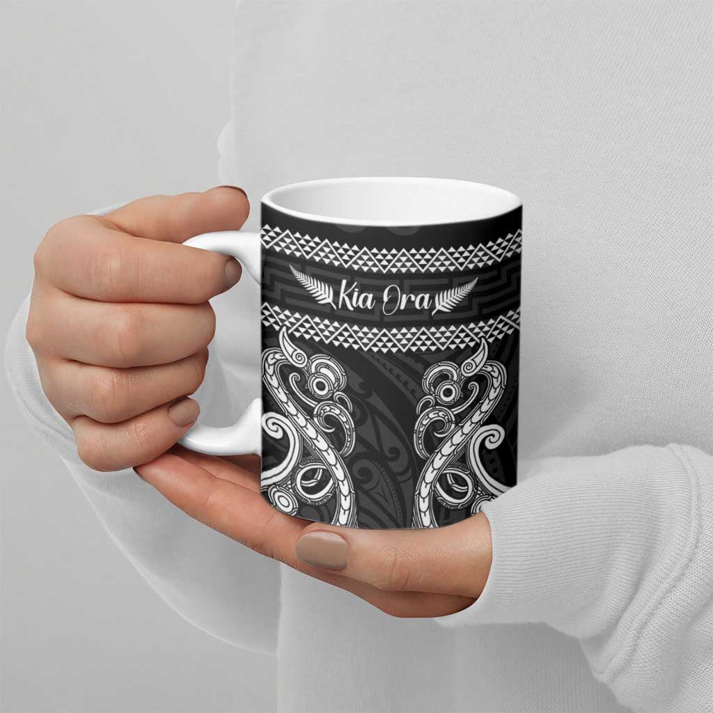 Kia Ora New Zealand Ceramic Mug Maori Language Week Pango Taniko Motif - Vibe Hoodie