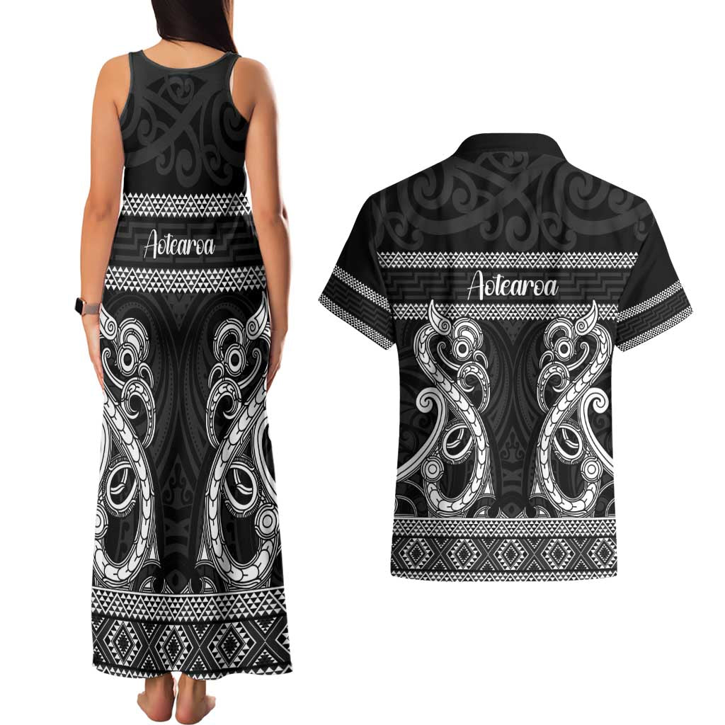 Kia Ora New Zealand Couples Matching Tank Maxi Dress and Hawaiian Shirt Maori Language Week Pango Taniko Motif - Vibe Hoodie