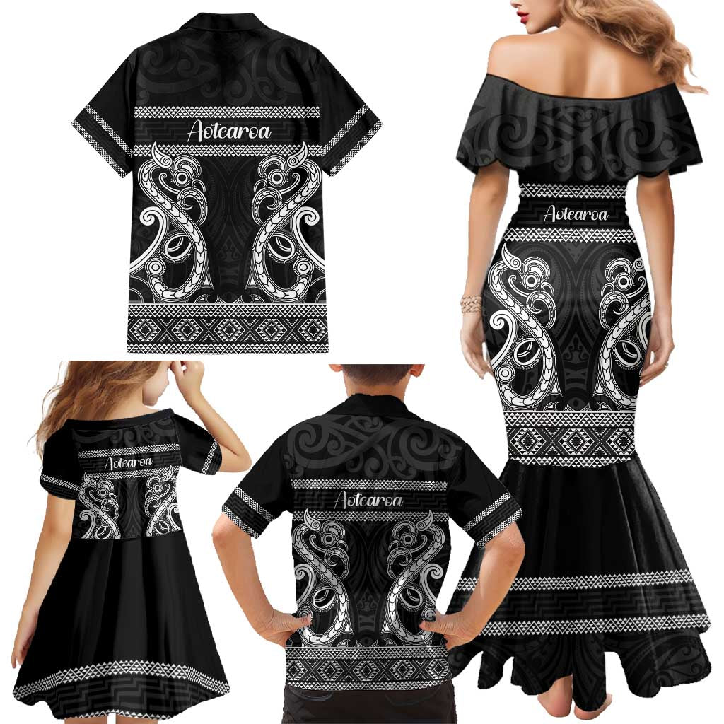 Kia Ora New Zealand Family Matching Mermaid Dress and Hawaiian Shirt Maori Language Week Pango Taniko Motif - Vibe Hoodie