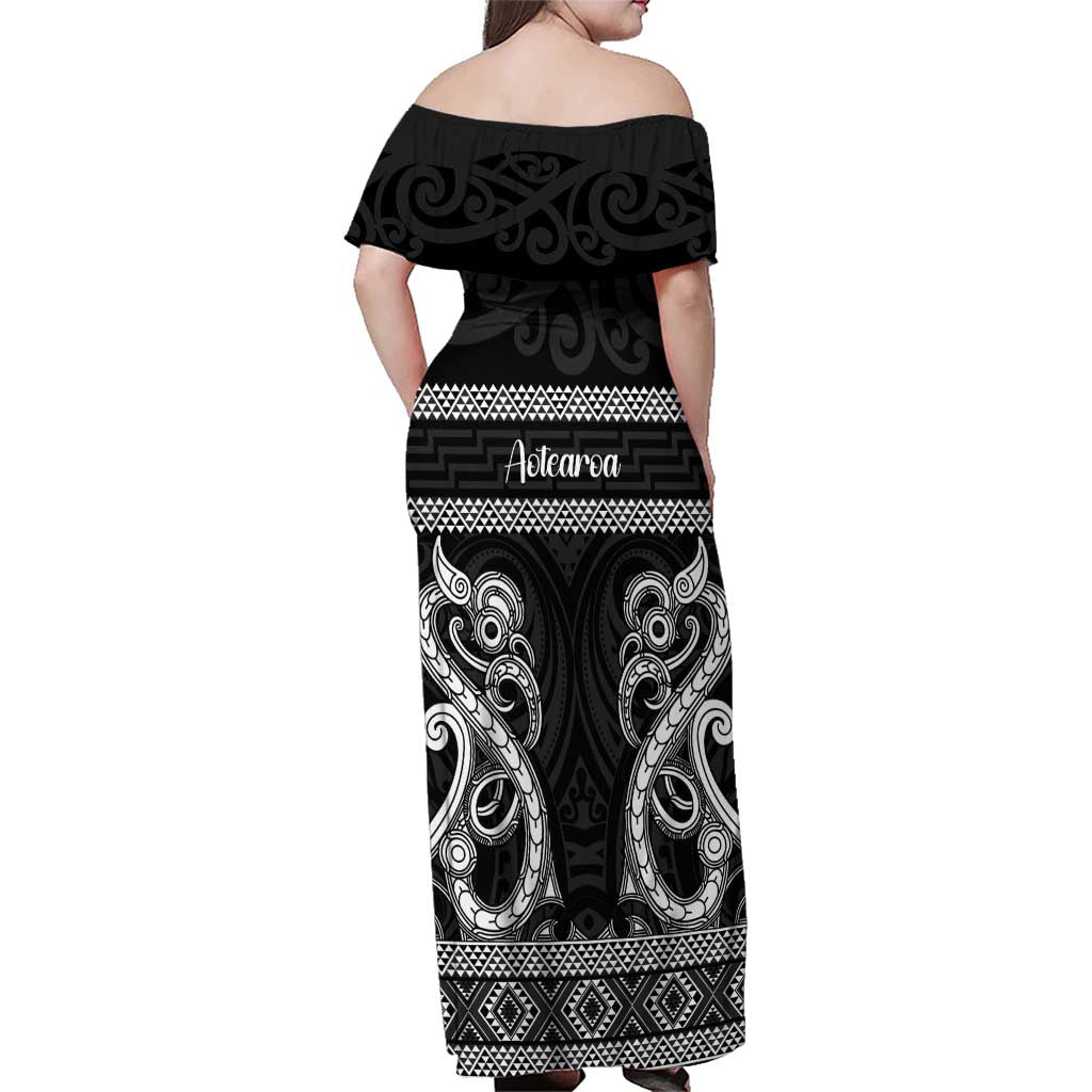 Kia Ora New Zealand Family Matching Off Shoulder Maxi Dress and Hawaiian Shirt Maori Language Week Pango Taniko Motif - Vibe Hoodie