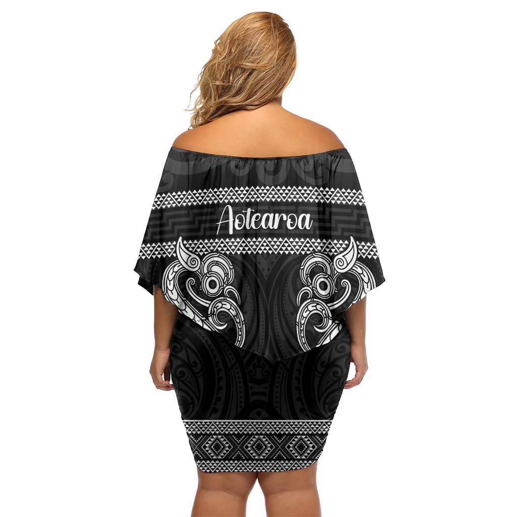 Kia Ora New Zealand Family Matching Off Shoulder Short Dress and Hawaiian Shirt Maori Language Week Pango Taniko Motif - Vibe Hoodie