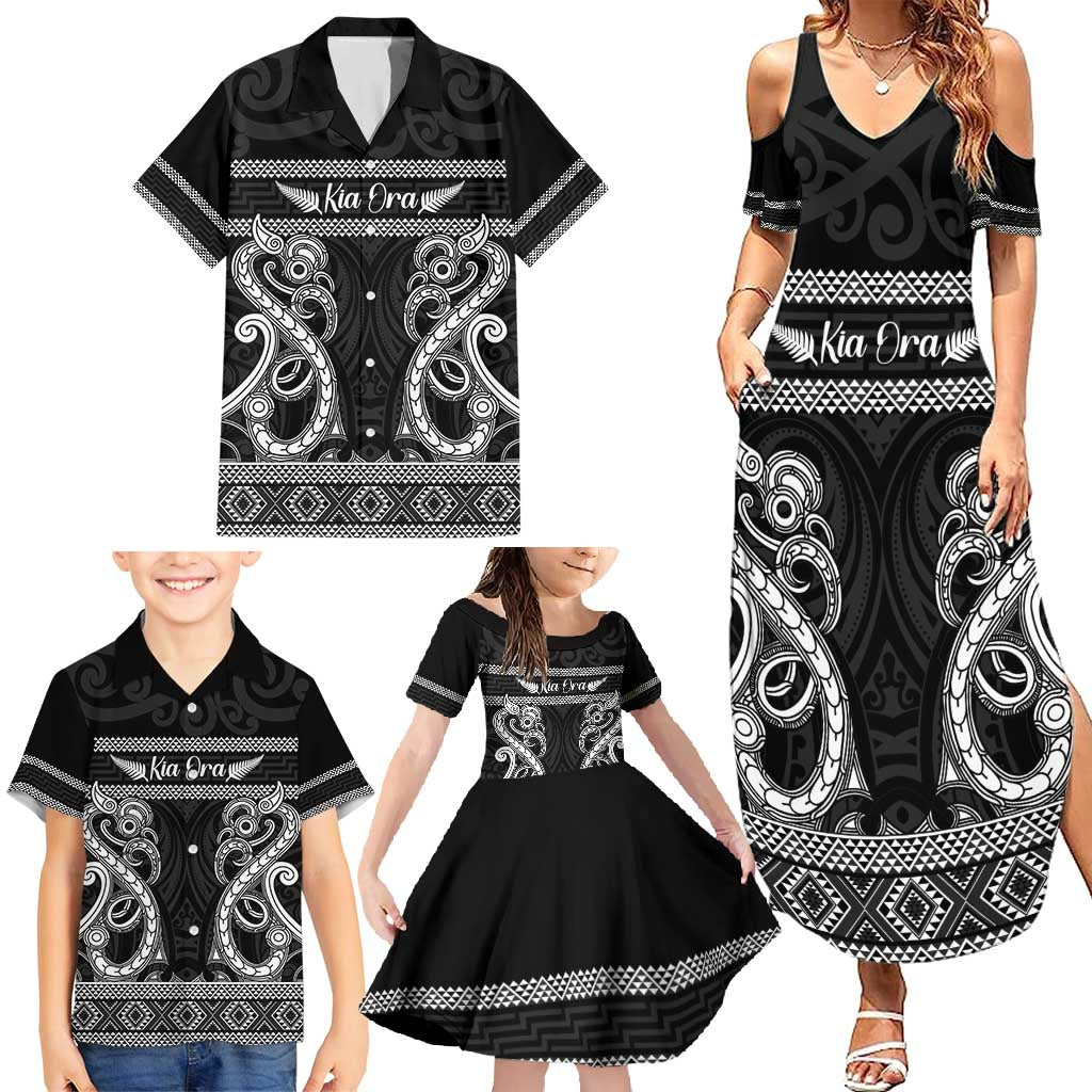 Kia Ora New Zealand Family Matching Summer Maxi Dress and Hawaiian Shirt Maori Language Week Pango Taniko Motif - Vibe Hoodie