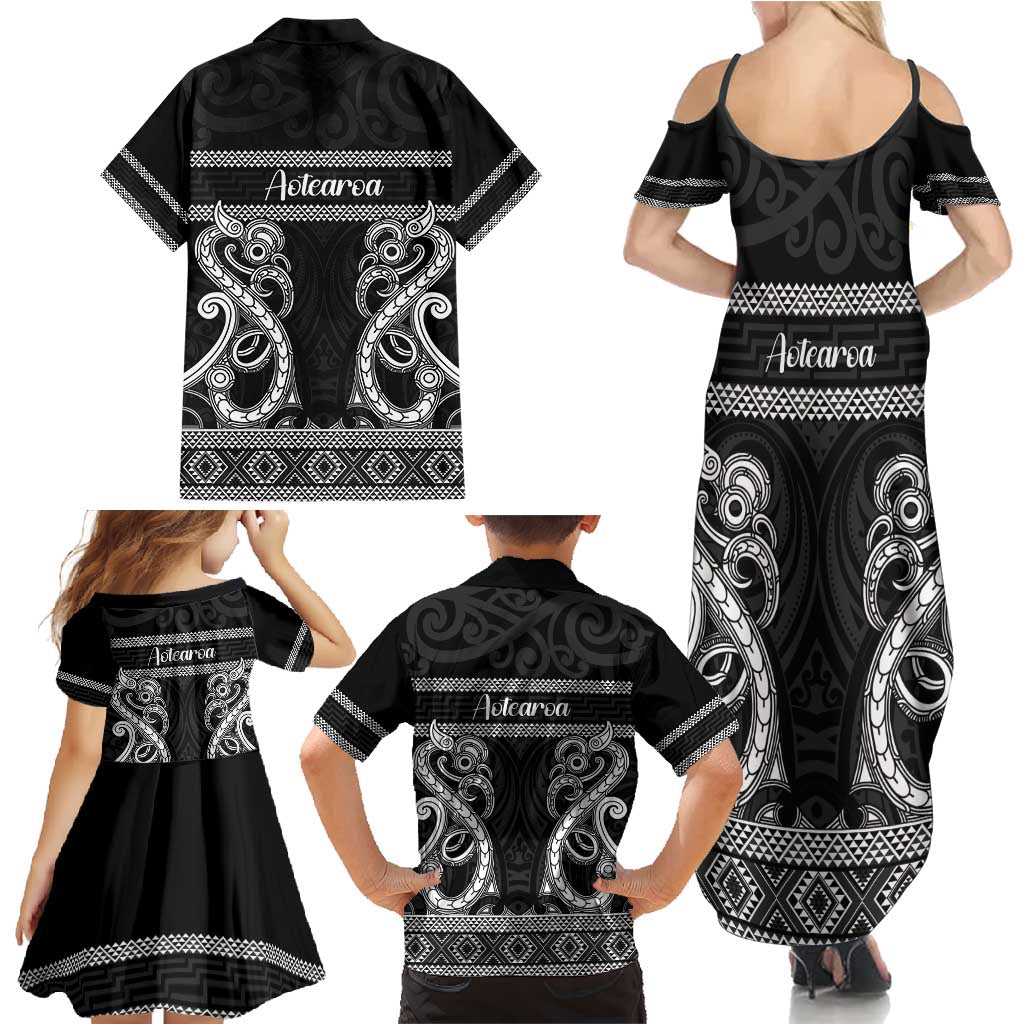 Kia Ora New Zealand Family Matching Summer Maxi Dress and Hawaiian Shirt Maori Language Week Pango Taniko Motif - Vibe Hoodie
