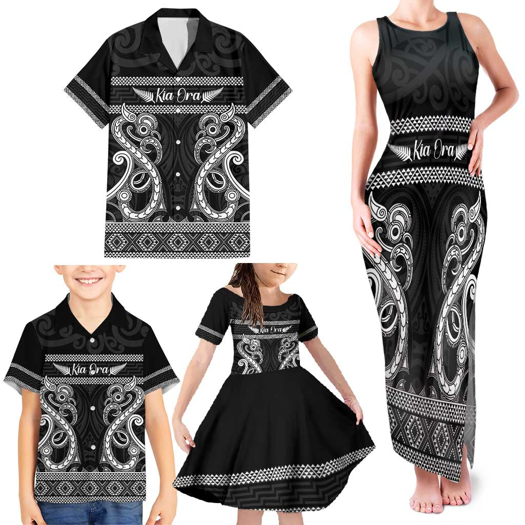 Kia Ora New Zealand Family Matching Tank Maxi Dress and Hawaiian Shirt Maori Language Week Pango Taniko Motif - Vibe Hoodie
