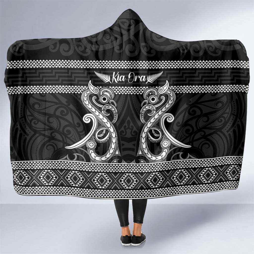 Kia Ora New Zealand Hooded Blanket Maori Language Week Pango Taniko Motif - Vibe Hoodie