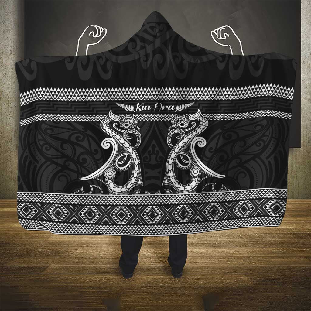 Kia Ora New Zealand Hooded Blanket Maori Language Week Pango Taniko Motif - Vibe Hoodie
