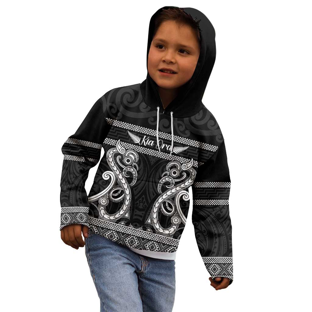 Kia Ora New Zealand Kid Hoodie Maori Language Week Pango Taniko Motif - Vibe Hoodie