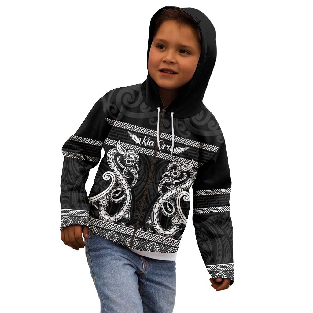 Kia Ora New Zealand Kid Hoodie Maori Language Week Pango Taniko Motif - Vibe Hoodie