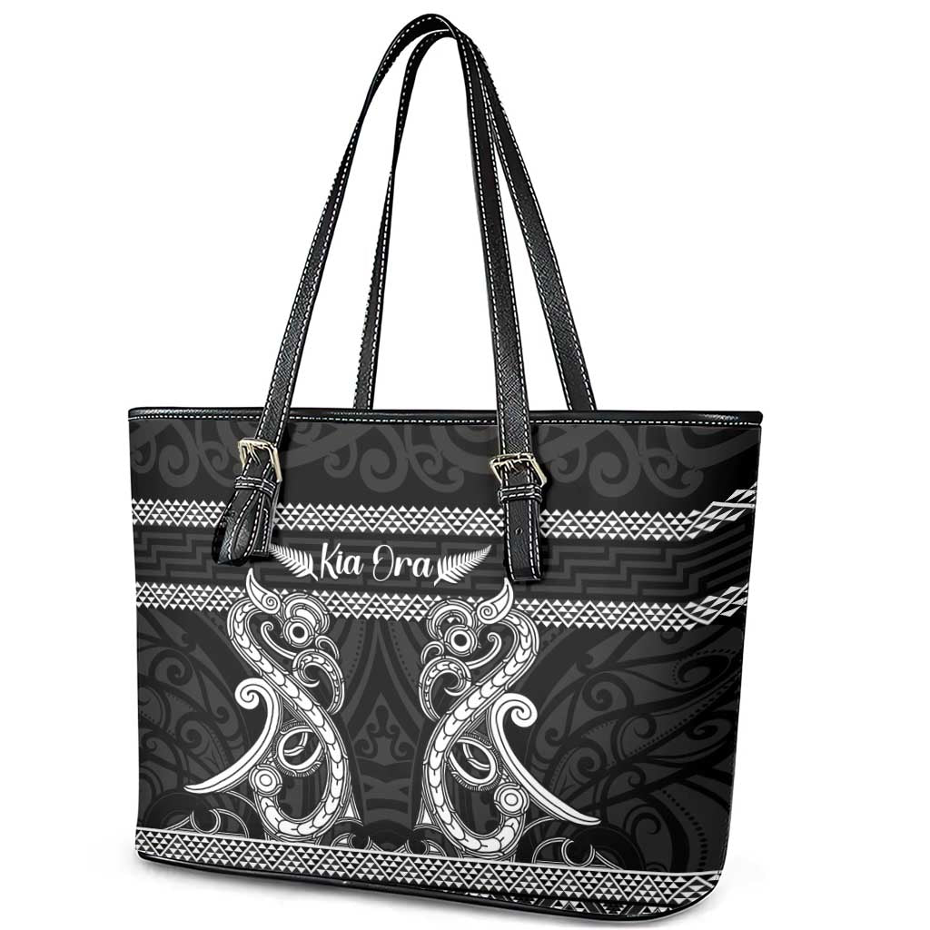 Kia Ora New Zealand Leather Tote Bag Maori Language Week Pango Taniko Motif - Vibe Hoodie