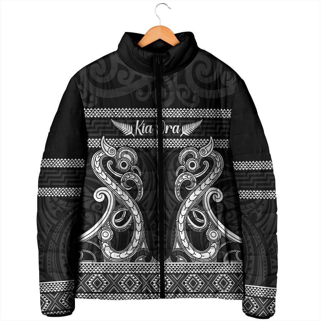 Kia Ora New Zealand Padded Jacket Maori Language Week Pango Taniko Motif - Vibe Hoodie