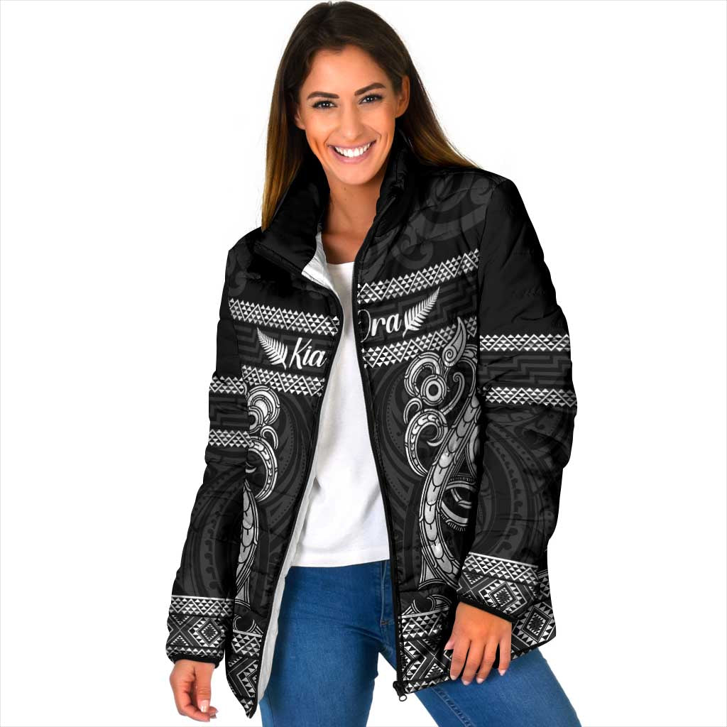 Kia Ora New Zealand Padded Jacket Maori Language Week Pango Taniko Motif - Vibe Hoodie